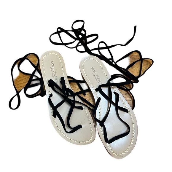 Silvia Tcherassi Black Suede Lace Up Wrap Sandals Sz.36 (US 6) - Picture 1 of 6